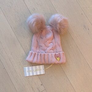 Angel Face Pink Knit double Pom-Pom Hat